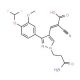 (2Z)-3-{1-(3-amino-3-oxopropyl)-3-[4-(difluoromethoxy)-3-methoxyphenyl]-1H-pyrazol-4-yl}-2-cyanoacrylic acid - chemical struc