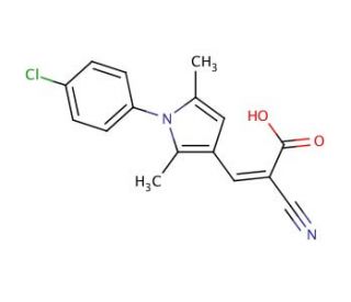 (2Z)-3-[1-(4-chlorophenyl)-2,5-dimethyl-1H-pyrrol-3-yl]-2-cyanoacrylic acid - chemical structure image