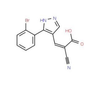 (2Z)-3-[3-(2-bromophenyl)-1H-pyrazol-4-yl]-2-cyanoacrylic acid - chemical structure image