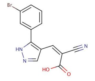(2Z)-3-[3-(3-bromophenyl)-1H-pyrazol-4-yl]-2-cyanoacrylic acid - chemical structure image