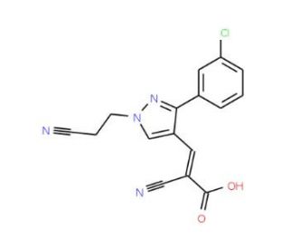 (2Z)-3-[3-(3-chlorophenyl)-1-(2-cyanoethyl)-1H-pyrazol-4-yl]-2-cyanoacrylic acid - chemical structure image