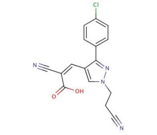 (2Z)-3-[3-(4-chlorophenyl)-1-(2-cyanoethyl)-1H-pyrazol-4-yl]-2-cyanoacrylic acid - chemical structure image