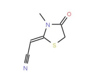 (2Z)-(3-methyl-4-oxo-1,3-thiazolidin-2-ylidene)acetonitrile (CAS 56196-65-7) - chemical structure image
