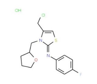 (2Z)-4-(chloromethyl)-N-(4-fluorophenyl)-3-(oxolan-2-ylmethyl)-2,3-dihydro-1,3-thiazol-2-imine hydrochloride - chemical struc