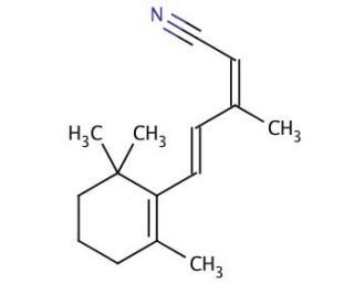 (2Z,4E)-3-Methyl-5-(2,6,6-trimethyl-1-cyclohexen-1-yl)-penta-2,4-dienenitrile (CAS 1155402-76-8) - chemical structure image