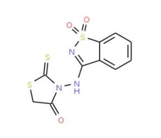 3-[(1,1-dioxido-1,2-benzisothiazol-3-yl)amino]-2-thioxo-1,3-thiazolidin-4-one - chemical structure image
