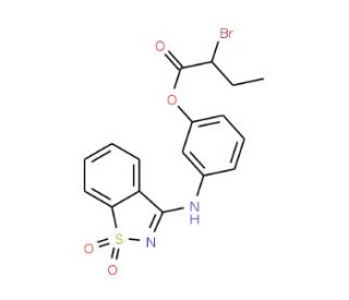 3-[(1,1-dioxido-1,2-benzisothiazol-3-yl)amino]phenyl 2-bromobutanoate - chemical structure image