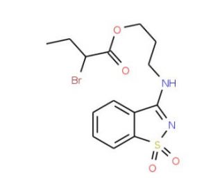 3-[(1,1-dioxido-1,2-benzisothiazol-3-yl)amino]propyl 2-bromobutanoate - chemical structure image