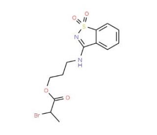 3-[(1,1-Dioxido-1,2-benzisothiazol-3-yl)amino]propyl 2-bromopropanoate - chemical structure image