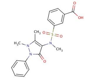 3-[(1,5-Dimethyl-3-oxo-2-phenyl-2,3-dihydro-1H-pyrazol-4-yl)-methyl-sulfamoyl]-benzoic acid - chemical structure image