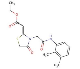 {3-[(2,3-Dimethyl-phenylcarbamoyl)-methyl]-4-oxo-thiazolidin-2-ylidene}-acetic acid ethyl ester - chemical structure image
