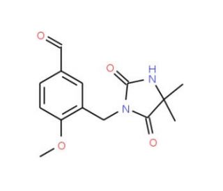 3-[(4,4-Dimethyl-2,5-dioxoimidazolidin-1-yl)-methyl]-4-methoxybenzaldehyde - chemical structure image