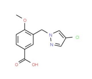3-[(4-Chloro-1H-pyrazol-1-yl)methyl]-4-methoxybenzoic acid - chemical structure image