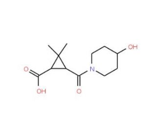 3-[(4-Hydroxypiperidin-1-yl)carbonyl]-2,2-dimethylcyclopropanecarboxylic acid - chemical structure image