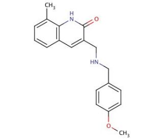 3-[(4-Methoxy-benzylamino)-methyl]-8-methyl-1H-quinolin-2-one - chemical structure image