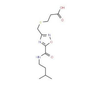 3-{[(5-{[(3-Methylbutyl)amino]carbonyl}-1,2,4-oxadiazol-3-yl)methyl]thio}propanoic acid - chemical structure image