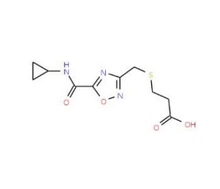 3-[({5-[(Cyclopropylamino)carbonyl]-1,2,4-oxadiazol-3-yl}methyl)thio]propanoic acid - chemical structure image