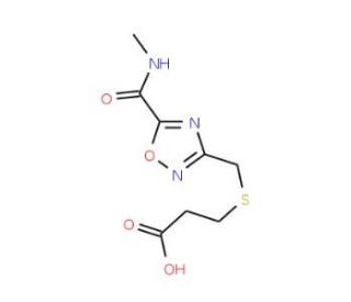 3-[({5-[(Methylamino)carbonyl]-1,2,4-oxadiazol-3-yl}methyl)thio]propanoic acid - chemical structure image