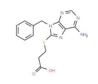 3-[(6-Amino-9-benzyl-9H-purin-8-yl)thio]-propanoic acid - chemical structure image