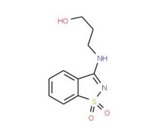3-[(1,1-dioxido-1,2-benzisothiazol-3-yl)amino]propan-1-ol (CAS 68287-29-6) - chemical structure image