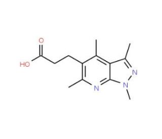 3-(1,3,4,6-tetramethyl-1H-pyrazolo[3,4-b]pyridin-5-yl)propanoic acid - chemical structure image