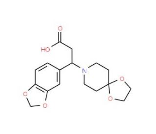 3-(1,3-Benzodioxol-5-yl)-3-(1,4-dioxa-8-azaspiro-[4.5]dec-8-yl)propanoic acid - chemical structure image
