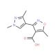 3-(1,3-Dimethyl-1H-pyrazol-4-yl)-5-methylisoxazole-4-carboxylic acid (CAS 1171972-67-0) - chemical structure image