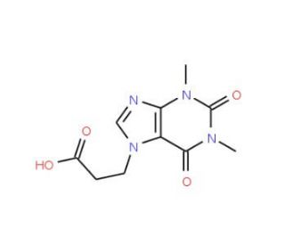 3-(1,3-dimethyl-2,6-dioxo-1,2,3,6-tetrahydro-7H-purin-7-yl)propanoic acid (CAS 17781-08-7) - chemical structure image