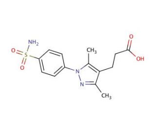 3-{1-[4-(aminosulfonyl)phenyl]-3,5-dimethyl-1H-pyrazol-4-yl}propanoic acid - chemical structure image