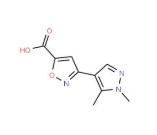 3-(1,5-Dimethyl-1H-pyrazol-4-yl)-isoxazole-5-carboxylic acid (CAS 957484-18-3) - chemical structure image