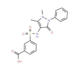 3-(1,5-Dimethyl-3-oxo-2-phenyl-2,3-dihydro-1H-pyrazol-4-ylsulfamoyl)-benzoic acid - chemical structure image