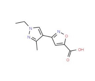 3-(1-Ethyl-3-methyl-1H-pyrazol-4-yl)-isoxazole-5-carboxylic acid (CAS 957490-68-5) - chemical structure image