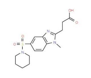 3-[1-methyl-5-(piperidin-1-ylsulfonyl)-1H-benzimidazol-2-yl]propanoic acid - chemical structure image