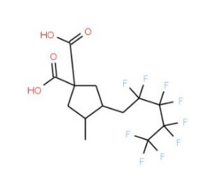 3-(1H,1H-Nonafluoropentyl)-4-methylcyclopentane-1,1-dicarboxylic acid (CAS 20116-32-9) - chemical structure image