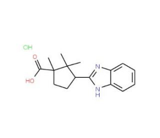 3-(1H-Benzoimidazol-2-yl)-1,2,2-trimethyl-cyclopentanecarboxylic acid hydrochloride - chemical structure image