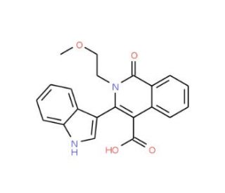 3-(1H-Indol-3-yl)-2-(2-methoxyethyl)-1-oxo-1,2-dihydroisoquinoline-4-carboxylic acid - chemical structure image