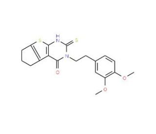 3-[2-(3,4-dimethoxyphenyl)ethyl]-2-mercapto-3,5,6,7-tetrahydro-4H-cyclopenta[4,5]thieno[2,3-d]pyrimidin-4-one - chemical stru