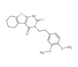 3-[2-(3,4-dimethoxyphenyl)ethyl]-2-mercapto-5,6,7,8-tetrahydro[1]benzothieno[2,3-d]pyrimidin-4(3H)-one - chemical structure i