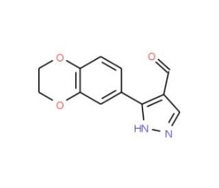 3-(2,3-dihydro-1,4-benzodioxin-6-yl)-1H-pyrazole-4-carbaldehyde (CAS 1006482-46-7) - chemical structure image