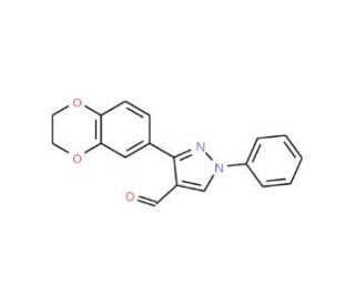 3-(2,3-Dihydro-benzo[1,4]dioxin-6-yl)-1-phenyl-1H-pyrazole-4-carbaldehyde (CAS 213748-09-5) - chemical structure image