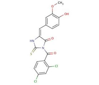 3-(2,4-Dichloro-benzoyl)-5-(4-hydroxy-3-methoxy-benzylidene)-2-thioxo-imidazolidin-4-one - chemical structure image