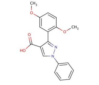 3-(2,5-dimethoxyphenyl)-1-phenyl-1H-pyrazole-4-carboxylic acid - chemical structure image