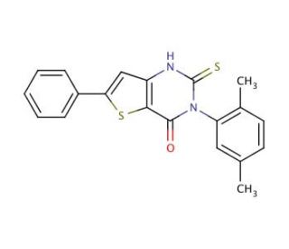 3-(2,5-Dimethyl-phenyl)-2-mercapto-6-phenyl-3H-thieno[3,2-d]pyrimidin-4-one - chemical structure image
