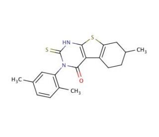 3-(2,5-Dimethyl-phenyl)-2-mercapto-7-methyl-5,6,7,8-tetrahydro-3H-benzo[4,5]thieno[2,3-d]pyrimidin-4-one - chemical structure