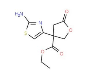 3-(2-Amino-thiazol-4-yl)-5-oxo-tetrahydro-furan-3-carboxylic acid ethyl ester (CAS 328275-97-4) - chemical structure image