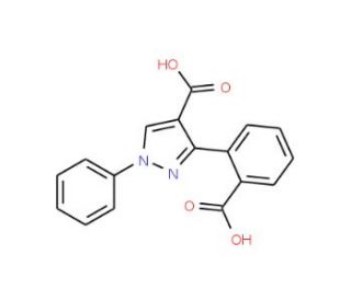 3-(2-carboxyphenyl)-1-phenyl-1H-pyrazole-4-carboxylic acid (CAS 6110-61-8) - chemical structure image