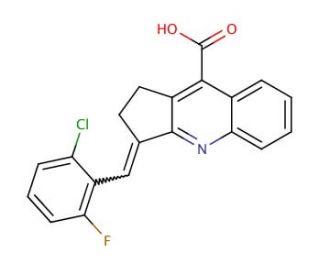 3-(2-Chloro-6-fluoro-benzylidene)-2,3-dihydro-1H-cyclopenta[b]quinoline-9-carboxylic acid - chemical structure image