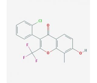 3-(2-Chloro-phenyl)-7-hydroxy-8-methyl-2-trifluoromethyl-chromen-4-one - chemical structure image