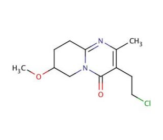 3-(2-Chloroethyl)-6,7,8,9-tetrahydro-7-methoxy-2-methyl-4H-pyrido[1,2-a]pyrimidin-4-one (CAS 130049-80-8) - chemical structur