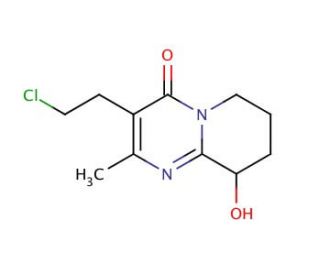 3-(2-Chloroethyl)-6,7,8,9-tetrahydro-9-hydroxy-2-methyl-4H-pyrido[1,2-a]pyrimidin-4-one (CAS 130049-82-0) - chemical structur